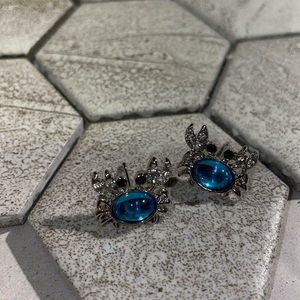Blue Sparkling Crab Earrings